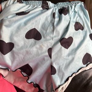 Heart Patterned Blue Shorts
